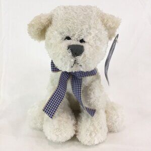 Animal Adventure Baby Plush White Teddy Bear 2003 Stuffed Animal Gingham Ribbon